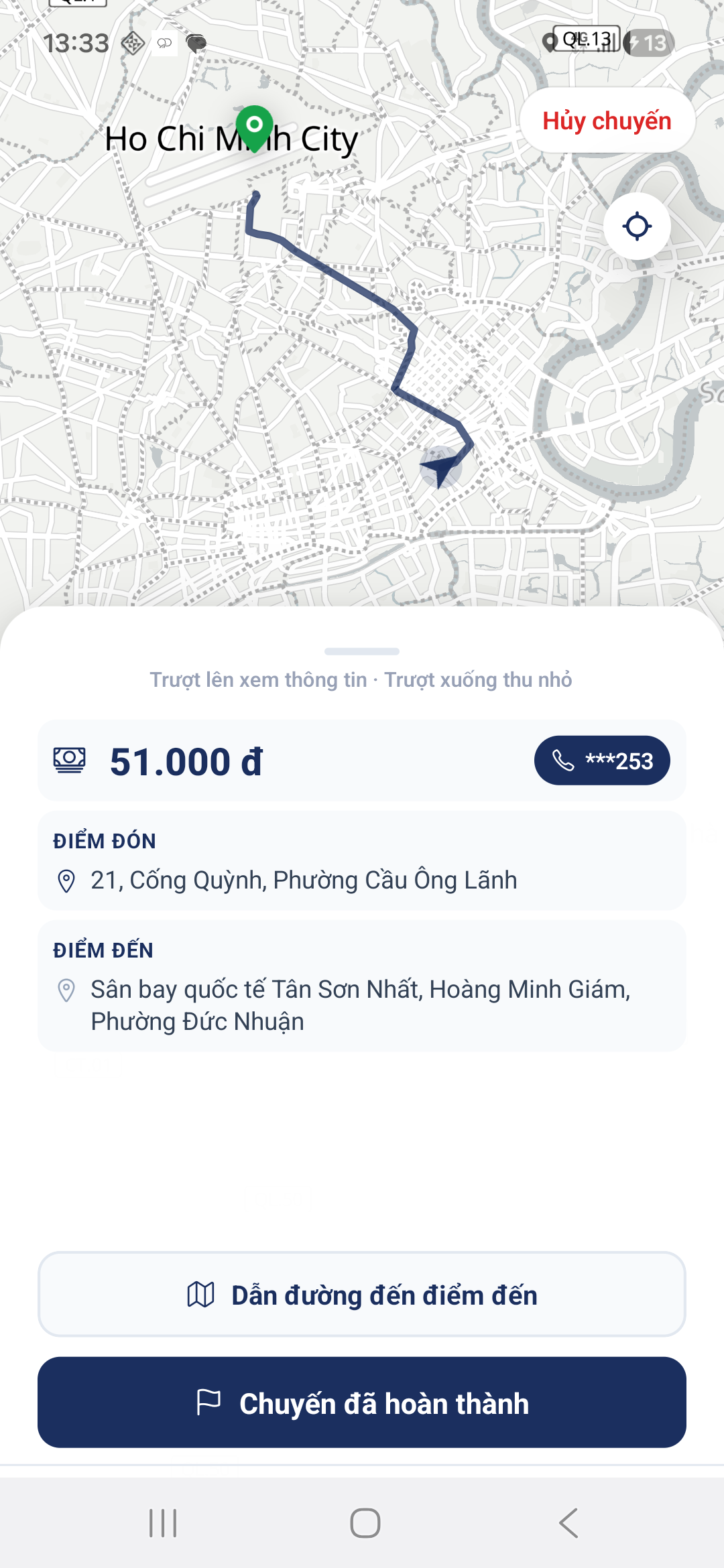 Tài xế báo giá chuyến đi